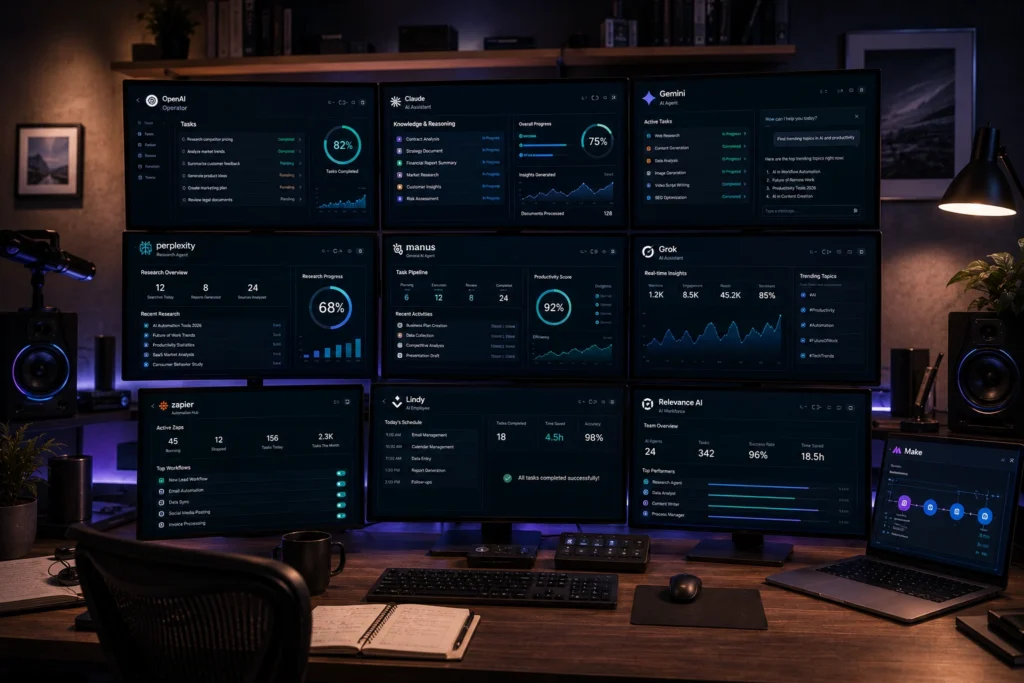 Manus AI platform demonstrating autonomous workflow automation, research, and business task management