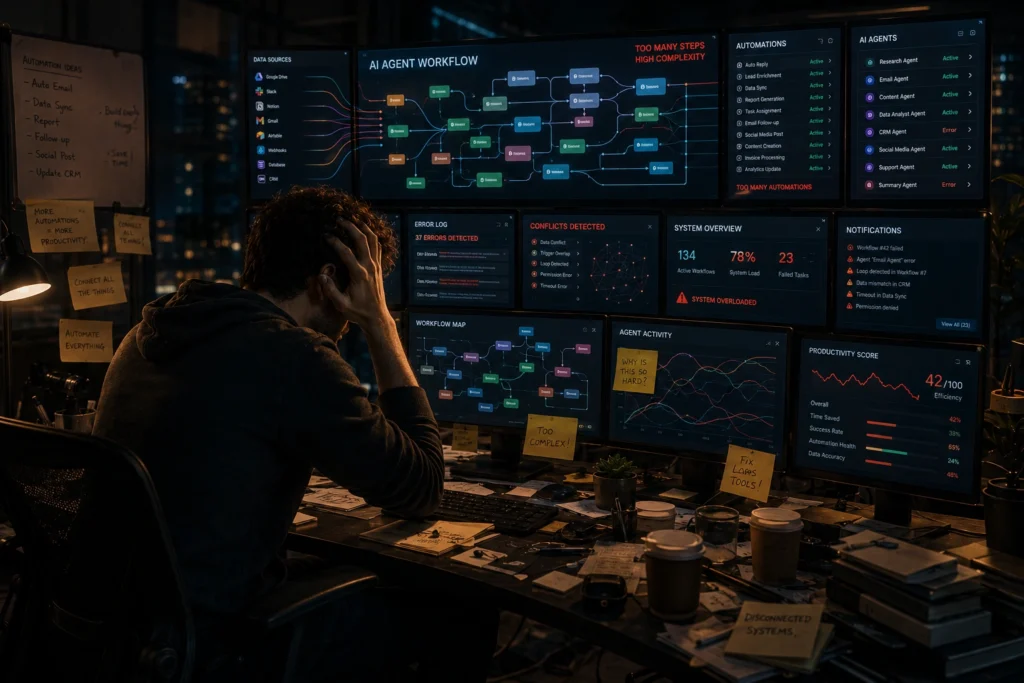 Professional struggling with complex AI agent workflows due to unclear instructions and unrealistic expectations